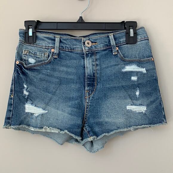 Levi's Denizen cheeky high rise cutoff denim jean shorts medium wash size 3 - Picture 1 of 10